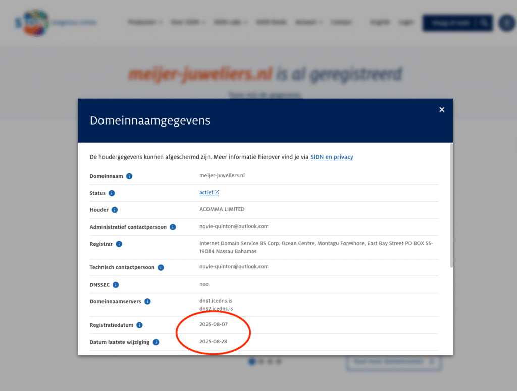 Controleer wie de eigenaar van het domein is
